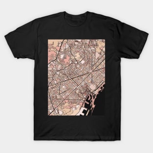 Barcelona Map Pattern in Soft Pink Pastels T-Shirt